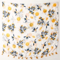 Nouveauté : foulard carré ethnique en soie 100% pour femmes, imprimé floral, avec glands, châle tendance, hijab, printemps, personnalisable