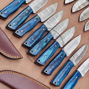 Couteau de chasse à lame fixe en Damas fait main, manche en bois Pakka, étui en cuir, dureté 56HRC, garantie 3 ans, OEM/ODM disponible - Product Image 4