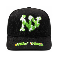Nouveau style, qualité originale, casquettes de baseball 5 panneaux bicolores, broderie Danny Gorras, visière incurvée, strass, casquettes Baze NY