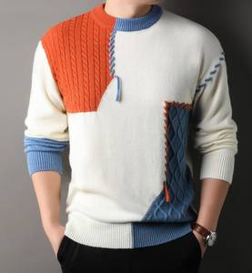Automne et hiver hommes décontracté Base pull populaire lâche style japonais Patchwork motif hommes tricoté pull pull - Product Image 5