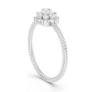 แหวนเพชรทรงดอกไม้ 0.135 กะรัต สำหรับผู้หญิง ความใส VVS-VS EF ทอง 18KT, 14KT, 10KT และเงิน 925  ทองชมพู, ทองเหลือง, ทองขาว - Product Image 4
