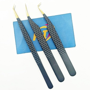 Pinces à cils en acier inoxydable avec logo personnalisé, forme de dauphin, courbées, fines, 90/45 degrés, anti-magnétiques, durables, outils pour cils OEM/ODM - Product Image 4