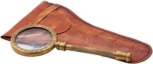 Handmade Antique Style Brass Magnifying <b>Glass</b> Vintage Leather Storage Case Low Sight Elderly <b>Reading</b> Lance Gift Novelty - Product Image 3