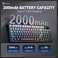 Clavier de jeu sans fil ONIKUMA MT902, dégradé noir et blanc, triple mode 2.4G RGB, 95 touches rétroéclairées, clavier gamer avec bouton