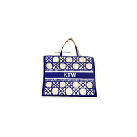 Bolsos Tote Bordados a Mano con Cuentas, Diseño Sólido, Cierre de Cremallera, Diseño Abierto, Nombres Personalizados, Logotipo, Lona Resistente, Estilo Vintage