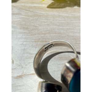 Jeffery Nelson Kingman Turquoise & Spiny Oyster <b>Ring</b> <b>Adjustable</b> Sterling Silver Bezel Setting Everyday Wear - Product Image 5
