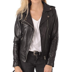 Chaqueta de Cuero para Mujer de Primera Calidad, Longitud Regular, Piel de Oveja, Acolchada, Tejida, Transpirable, Ecológica y Ligera - Product Image 4