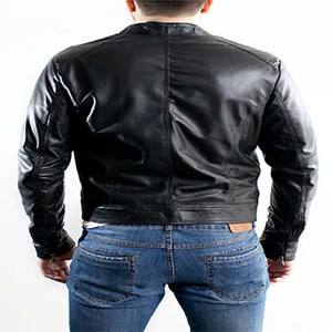 Veste en cuir d'hiver coupe ajustée pour homme avec col montant 100% de haute qualité - Product Image 2