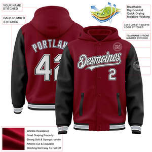 Veste universitaire OEM de haute qualité pour hommes avec sweat à capuche et manches en cuir Veste Letterman de baseball personnalisée pour les grandes tailles - Product Image 4