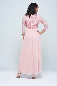 <b>Long</b>-<b>Sleeved</b> Pink Floor-Length Casual <b>Dress</b> for Women Beaded Sequined for Spring Summer Parties <b>Night</b> Outs Gathering - Product Image 4