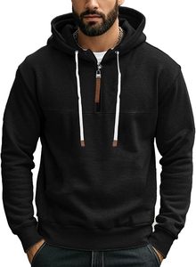 เสื้อฮู้ดผู้ชายแขนยาวแบบซิป ¼  ผ้าถักปักลายกันน้ำสำหรับฤดูหนาว บริการ OEM - Product Image 3