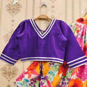 Ensemble Lehenga Choli pour enfants Shoryam Fashion, imprimé numérique floral multicolore violet en polyester, longueur au sol |   Vêtements ethniques haut de gamme pour filles - Product Image 3