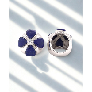 Anillo de Plata de Ley con Lapislázuli y Circonita Cúbica, Chapado en Rodio, Joyería Fina Hecha a Mano con Topacio y Granate - Product Image 1
