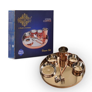 Indianartvilla Thép nguyên chất Đồng rèn thiết kế 8 mảnh bữa ăn tối thiết lập-serveware cho nhà khách sạn & nhà hàng - Product Image 6