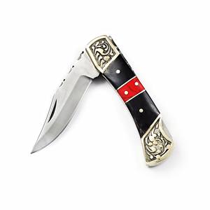 Nordic Forge Stainless Steel Folding <b>Knife</b> Black Horn Handle Custom Leather Sheath <b>Pocket</b> <b>EDC</b> Hunting Camping 7 Inch Industrial - Product Image 5
