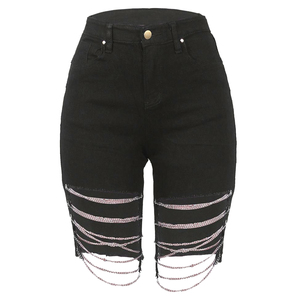 Shorts Vaqueros Vintage para Mujer, Cintura Alta, Dobladillo Deshilachado, Corte Ajustado, con Cinturón, Estilo Casual, Sexy y Urbano para Verano - Product Image 5