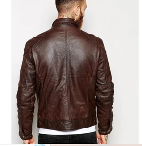 Veste en cuir pour hommes, vêtements décontractés de couleur unie, veste en cuir confortable pour hommes à la mode - Product Image 4