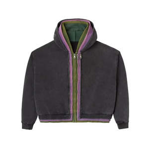 Sweat-shirt d'hiver pour homme tendance, vêtements de jogging, logo personnalisé, impression numérique, 100% coton, trois couches, fermeture éclair, vente en gros - Product Image 2