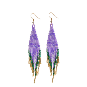 Venta al por mayor de flecos largos coloridos pendientes de cuentas mixtas pendientes de gancho con cuentas en forma de pluma - Product Image 4