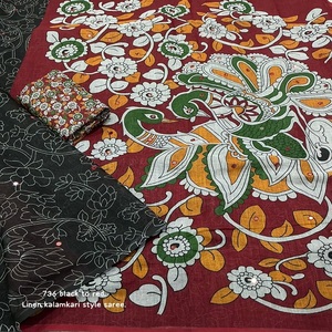Women's Adults Linen Saree with Allover Aari <b>Mirror</b> and Cotton Tassles Indian Made-in Stock - Product Image 1