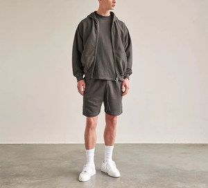 Ropa de calle personalizada de alta calidad Sudadera con capucha de lana en blanco con cremallera Vintage de doble capa lavado ácido sol desteñido bolsillos desgastados sudaderas con capucha - Product Image 5