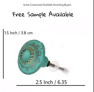 Poignée d'armoire en fonte gravée marocaine de haute qualité tire couleur vert mer pour cuisine chambre tiroirs armoires exportation - Product Image 3