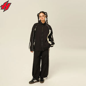 Combinaisons de jogging deux pièces vintage en nylon avec logo personnalisé ensemble coupe-vent avec fermeture éclair complète - Product Image 2