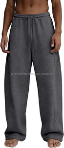 Pantalones de chándal holgados para hombre, de forro polar grueso, de pierna ancha con cordón, joggers casuales para descansar con bolsillos - Product Image 3