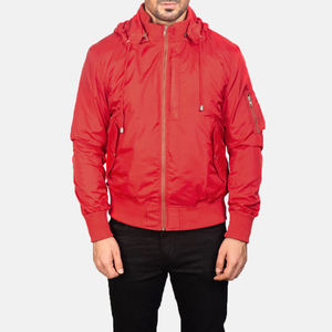 Blouson aviateur Hanklin MA-1 Classic Flight Style rouge avec capuche détachable et capuche rouge pour l'hiver - Product Image 4