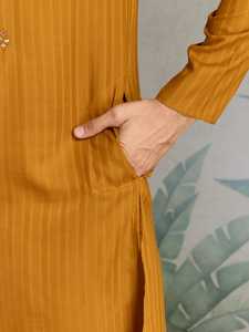 Pijama Kurta elegante para hombre, Conjunto de pijama Kurta de seda de algodón de primera calidad para fiesta de boda, festival al mejor precio - Product Image 4