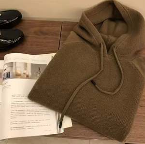 2025 nouvelle mode vêtements technologie coton 52% Polyester 48% sweat à capuche surdimensionné femmes épaule pull plaine sans cordes à capuche - Product Image 4