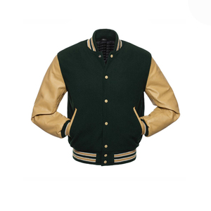 Wholesale Blank <b>Bomber</b> College <b>Jacket</b> <b>Men</b> Letterman Custom Logo Pu Sleeves <b>Varsity</b> <b>Jacket</b> <b>Men</b> Stand Woolen Fashion - Product Image 1