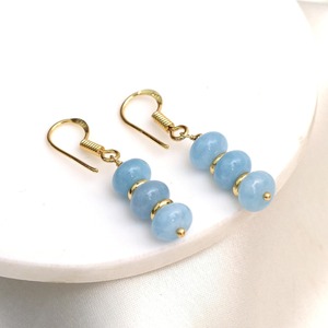 Handmade Blue Aquamarine Birthstone Dangle <b>Earrings</b> Fashion Gold Plated Hook with Spacer Beads Drop <b>Earrings</b> - Product Image 4