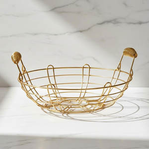 Elegant High Quality Metal Handpicked Fruit <b>Basket</b> <b>with</b> Fresh Fruits for Everyday Use Width 26.67cm Height 9.53cm - Product Image 1