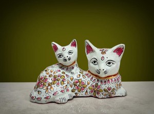 Estatua de Gato de Metal, Artesanía Meenakari, Pintada a Mano, Esmalte, Decoración de Jardín, Decoración de Interiores, Obra de Arte Decorativa, Artículo de Regalo, Gato de Metal - Product Image 3
