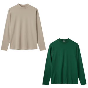 Camiseta de Manga Larga con Cuello Redondo de Algodón Transpirable para Hombre, Estilo Esencial Sólido, Logotipo Personalizado, Fabricante de Ropa al por Mayor - Product Image 1