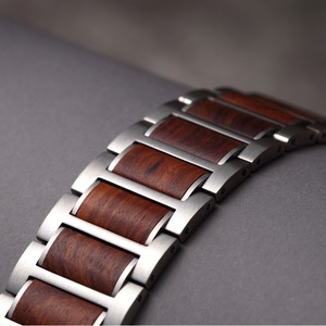 Correa de Lujo de Madera de Koa y Acero Inoxidable para Reloj <span class=keywords><strong>Apple</strong></span> IWatch Series Ultra <span class=keywords><strong>3</strong></span> 1-11 <span class=keywords><strong>38</strong></span>/40/41/42/44/45/46/49mm - Product Image 5