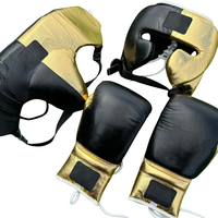 Qualité supérieure 100% cuir véritable 3 pièces ensembles de boxe gants tête engrenage aine garde pour entraînement sparring personnalisé