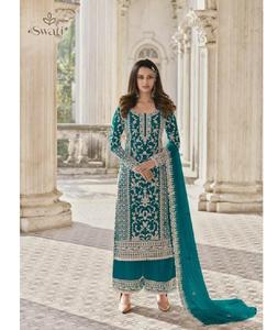 Las mujeres de primera calidad usan trabajo de bordado pesado último diseñador de Bollywood Salwar Kameez con Net Dupatta Pakistani Salwar Kameez Suit - Product Image 1