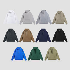 Sweat à capuche épais en éponge française 370G pour hommes, coton mélangé de haute qualité, logo personnalisé, sweats à capuche teints unis surdimensionnés - Product Image 2