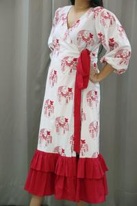 2025 estampado Floral de punto 100% algodón Abaya mujeres cintura Natural ecológico hasta el suelo vestidos casuales ropa de calle gótica - Product Image 2