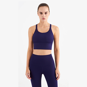 <b>Blue</b> Color Lightweight Breathable Eco-Friendly Women's Sports <b>Bra</b> Plaid Pattern Fitness Yoga Workouts Maternity Plus Size - Product Image 5