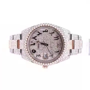 Relojes de pulsera antiguos Iced estilo mecánico automático Moissanite diamante Acero inoxidable cuarzo joyería de moda para aniversario - Product Image 3