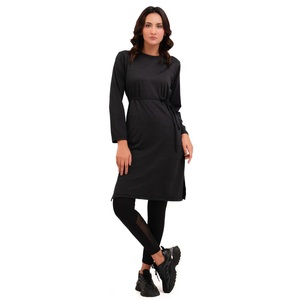 knee length dresses for ladies Thumb hole Sleeves tunic dress/Cotton dress/High Neck Dress/Womens Tun –  lijingshop