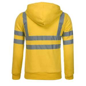Sweat à capuche de sécurité réfléchissant bicolore jaune fluorescent personnalisé en gros Sweats à capuche haute visibilité pour hommes - Product Image 6