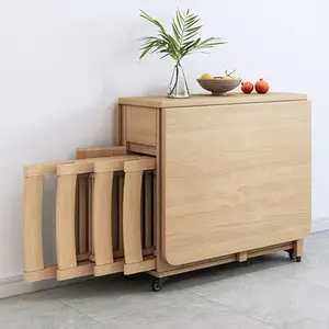 Klapp-Esstisch- und Stuhlset Holz Heimmöbel Karton Esstisch Viereck modern zeitgenössischer Küchentisch Massivholz