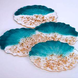 AGATE Hot Selling <b>Wooden</b> Marble Resin Customized Coaster Set with Natural & Customized Color Made in India - Product Image 4