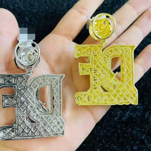 Pendentif en argent sterling 925 avec diamant simulé Moissanite Dough Fiend Hip Hop Style Gold Bezel Setting Pearl Party Chain - Product Image 3