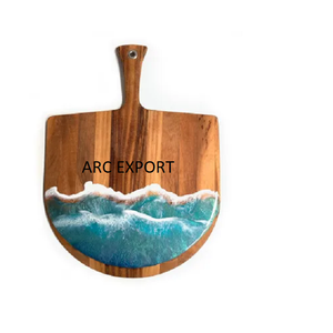 Different Designing Kitchen Ware Vegetable Cutting Board Deluxe Quality Bamboo Wood and Resin Round Shape <b>Chopping</b> <b>Blocks</b> - Product Image 6