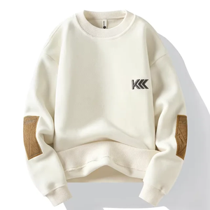 เสื้อวอร์มคอลูกเรือแบบผ่าหน้าสำหรับผู้ชายเสื้อวอร์มผ้าฝ้ายผ้าเทอร์รี่โอเวอร์ไซส์ - Product Image 4